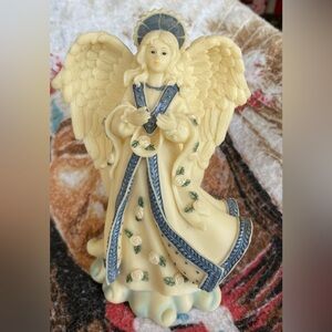 Vintage Autom 7” Archangel Barachiel Angel of Blessings Resin Figurine Ivory